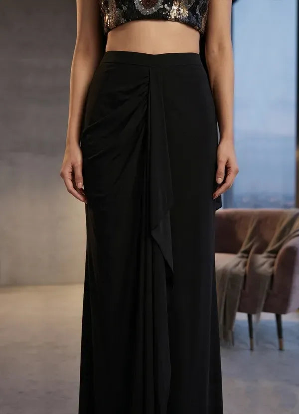 Lycra Black Designer Premium Ensemble Skirt Set Partywear