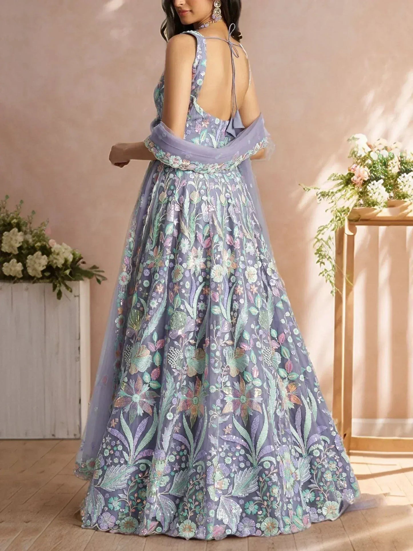 Pastels Embroidered Net Designer Lehenga Choli With Dupatta