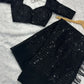 Black Sequins Work Net Party Wear Saree With Blouse