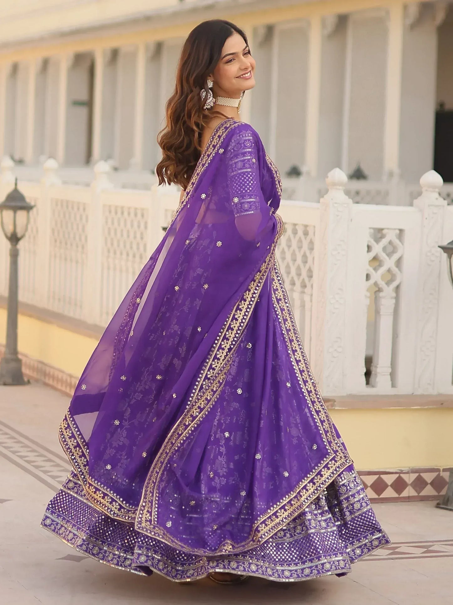 Embroidered Jacquard Reception Ready to Wear Lehenga Choli