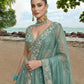 Turquoise Chiffon Sequence with Zari thread Embroidered Lehenga Set