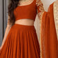 Embroidered Silk Georgette Lehenga & Pure Georgette Blouse With Organza Dupatta