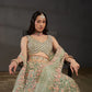 Sea Green Multi Sequins Embroidered Net Semi-Stitched Bridal Lehenga choli