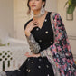 Floral Embroidered Sequined Georgette Anarkali Kurta With Dupatta