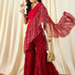 Crop Top with Sharara Saree and frill Dupatta in Ethnic Motifs