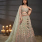 Sea Green Multi Sequins Embroidered Net Semi-Stitched Bridal Lehenga choli