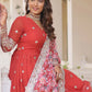 Floral Embroidered Sequined Georgette Anarkali Kurta With Dupatta