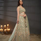 Sea Green Multi Sequins Embroidered Net Semi-Stitched Bridal Lehenga choli