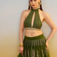 Dazzling Green Sequins Mehendi Wear Lehenga Choli With Dupatta