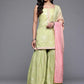 Floral Printed Gotta Patti Pure Cotton Kurti with Sharara & With Dupatta