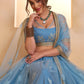 Pastel Sequins Net Embroidered Wedding Wear Lehenga Choli With Dupatta