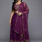 Plus Size Printed Sequined Detail Foil Print Lehenga Choli With Dupatta