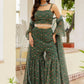 Bottle Green Digital Printed Georgette Designer Sharara Suit With Jacket
