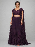Embellished Indo-Western Women Crop Top Skirt Set