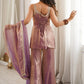 Captivating Purple Zari Embroidered Silk Function Wear Palazzo Suit