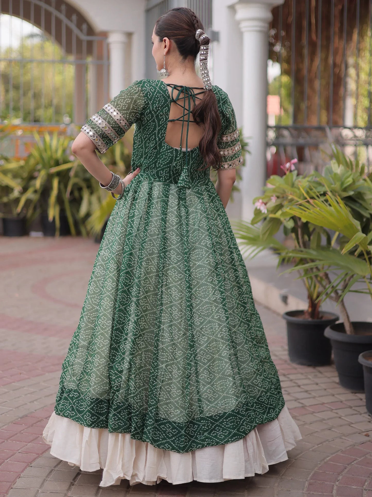 Bandhani Printed Navratri Wear Lehenga With Kurti