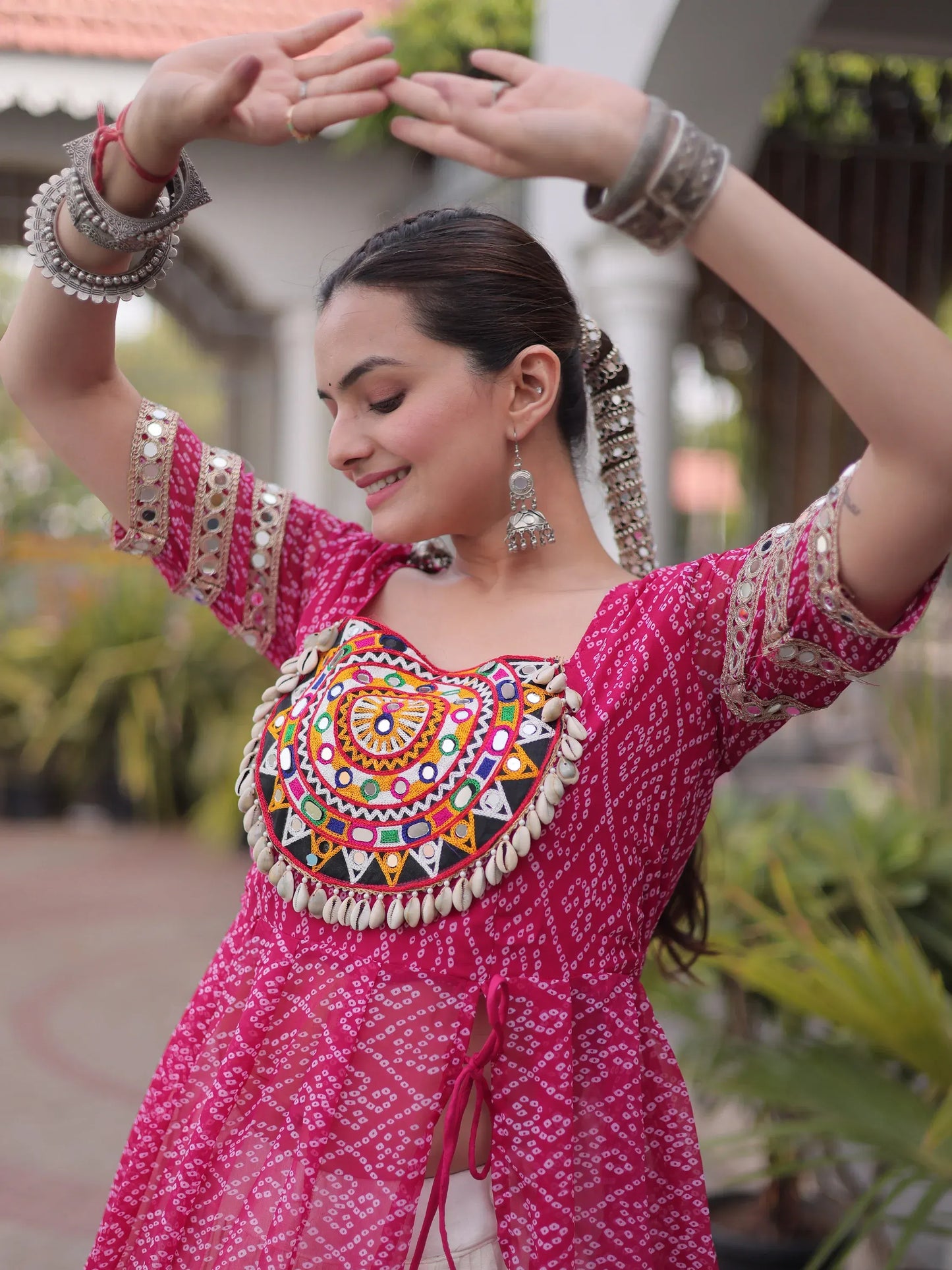 Bandhani Printed Navratri Wear Lehenga With Kurti