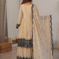 Attractive White Thread Work Georgette Festival Wear Palazzo Suit