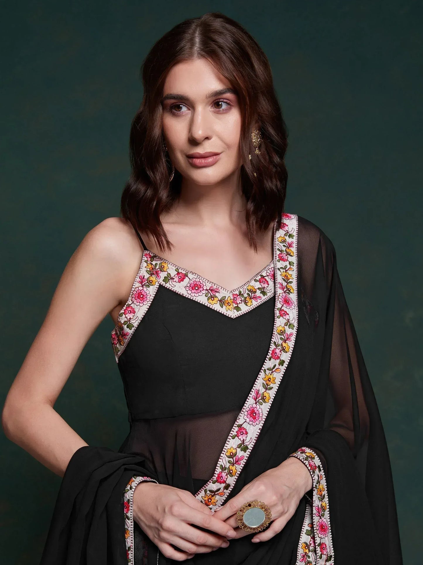 Black Georgette Party Wear Long Suit With Dupatta