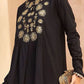 Floral Embroidered Pleated Sequined A-Line Fusion Kurti with Dhoti Pant