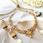 Elegant Red Gold Plated Short Necklace Set