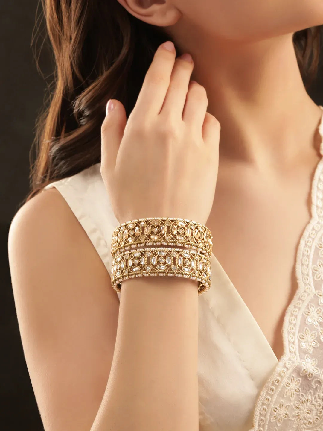 Champagne Kundan Bangles