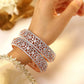 Set of 2 22K Rose Gold Plated Cubic Zirconia Stone Studded Floral Design Bangles