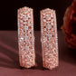 Set of 2 22K Rose Gold Plated Cubic Zirconia Stone Studded Floral Design Bangles