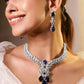 American Diamond Zirconia Blue Floral Necklace Set