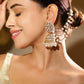 Splendid White Kundan Jhumka with Kaan Chain