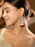 Splendid White Kundan Jhumka with Kaan Chain