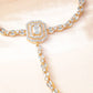 18KT Gold-Plated Cubic Zirconia Studded Hand Harness Ring Bracelet