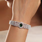 Rhodium-Plated Emerald Green & White Cubic Zirconia Studded Openable Bracelet