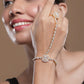 18KT Gold-Plated Cubic Zirconia Studded Hand Harness Ring Bracelet