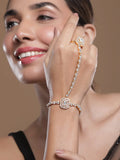 18KT Gold-Plated Cubic Zirconia Studded Hand Harness Ring Bracelet