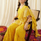 Crop Top with Sharara Saree and frill Dupatta in Ethnic Motifs