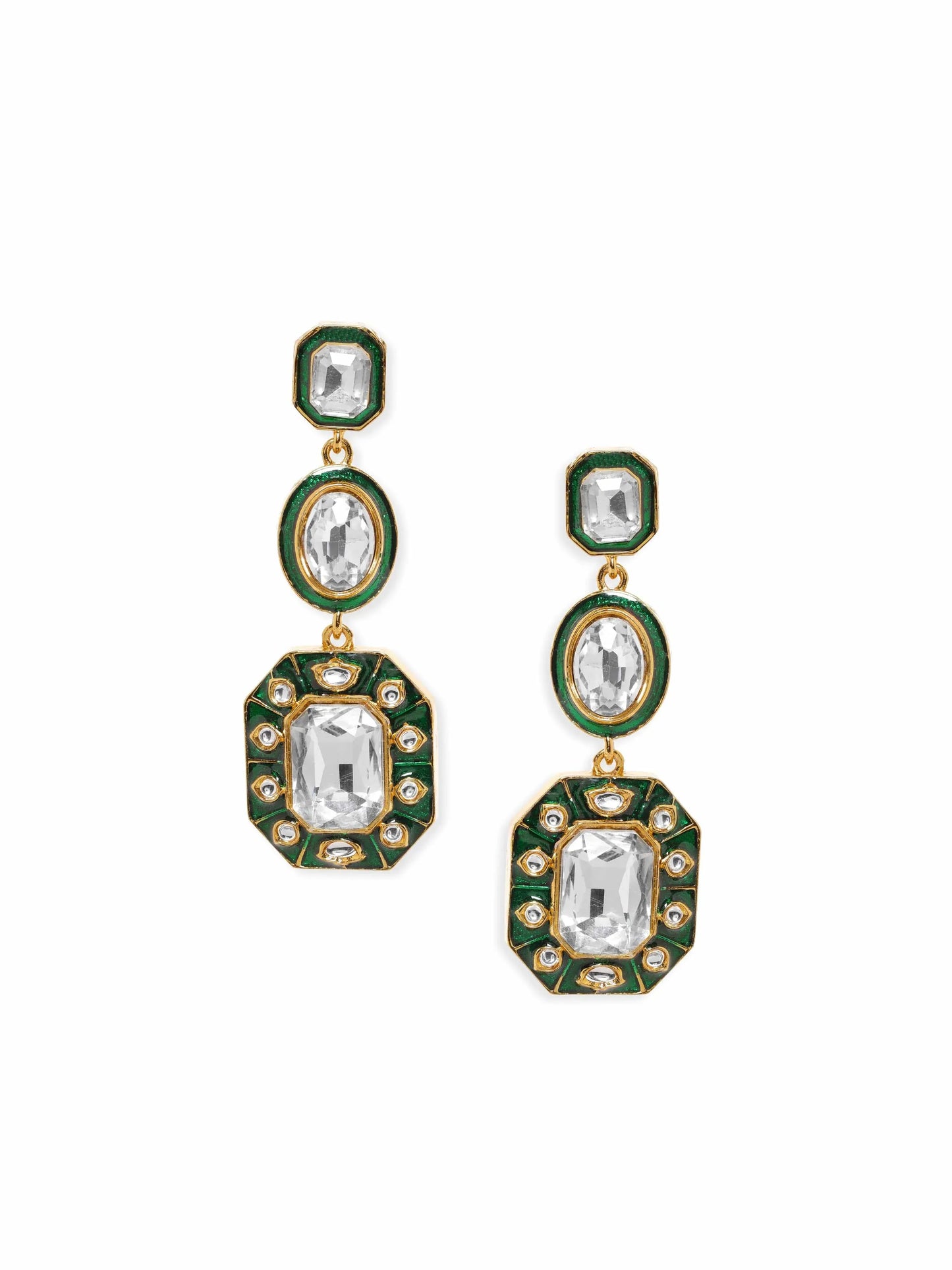 Enamel Green American Diamond Zirconia Dangler