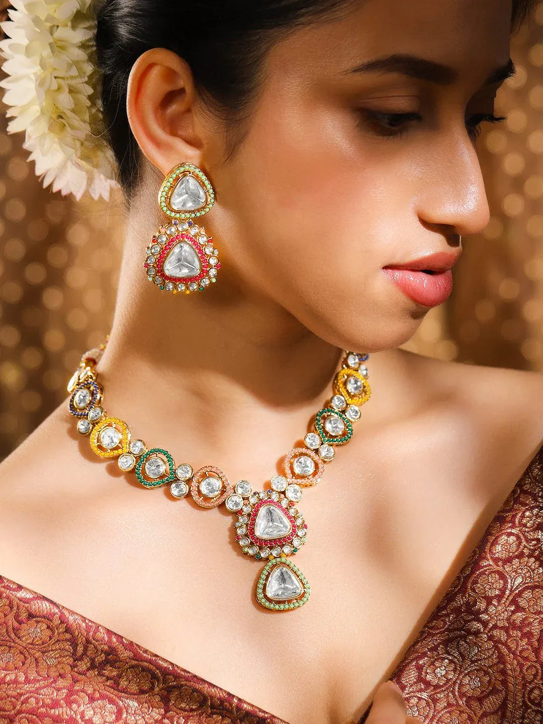 Colors Kundan Necklace Set