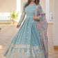 Floral Embroidered Sequined Georgette Anarkali Kurta With Dupatta