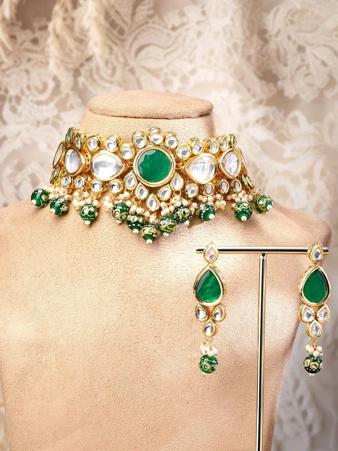 Modern Royal Green Necklace Set