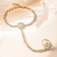 18KT Gold-Plated Cubic Zirconia Studded Hand Harness Ring Bracelet