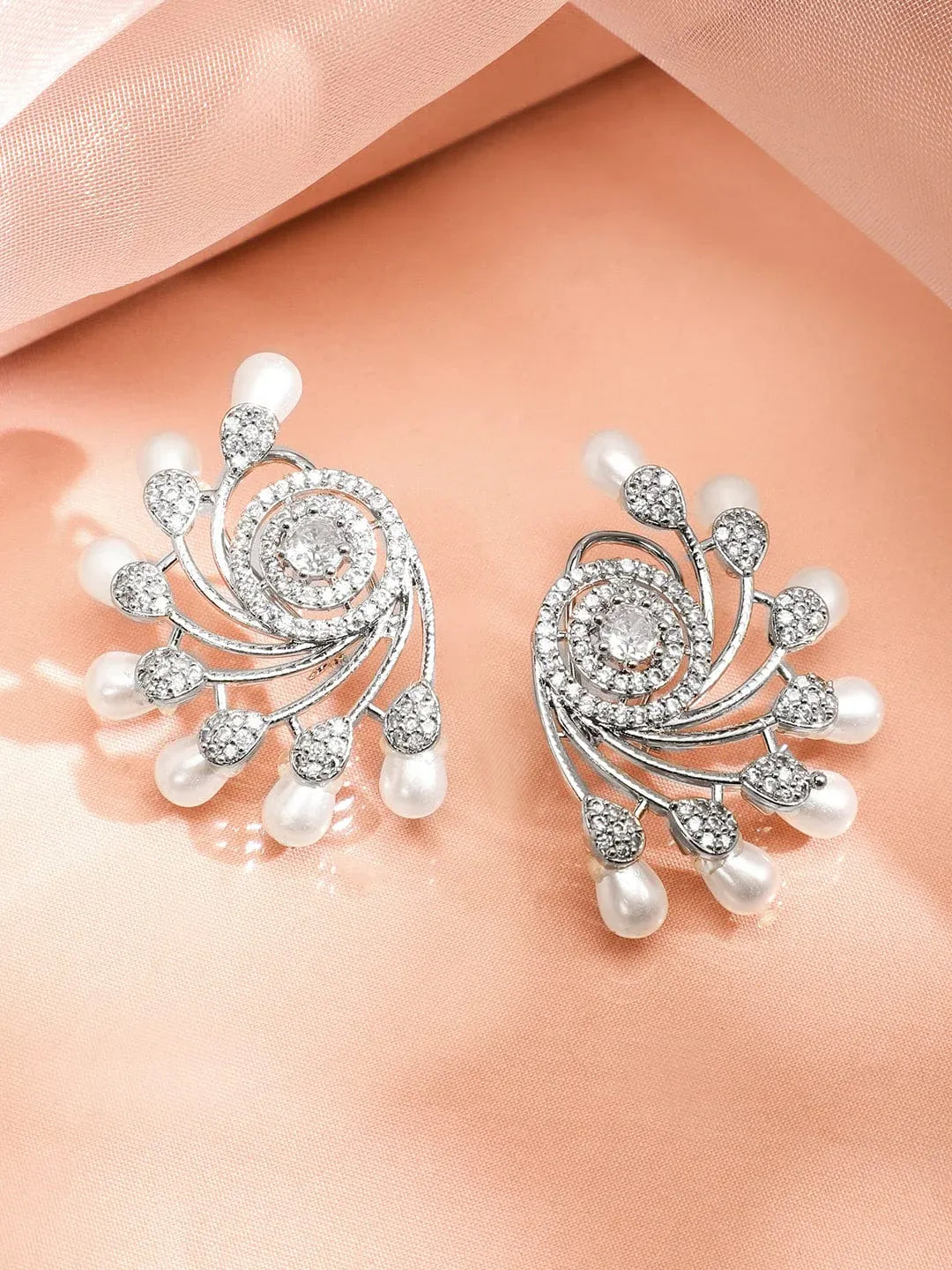 Pearl Swirl American Diamond Zirconia Studs