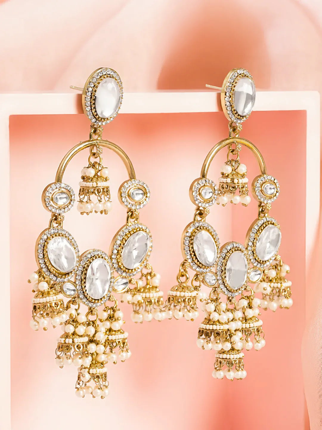 Pearl Glow Chandelier Jhumki Earrings