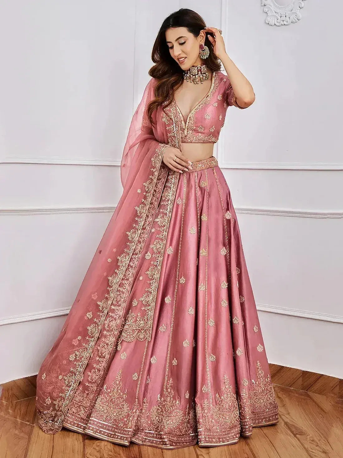 Gorgeous Pink Sequins Art Silk Designer Lehenga Choli With Dupatta