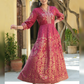 Maroon Ethnic Motif Printed Rayon Anarkali Dress