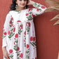 Dazzling Pink Floral Printed Cotton Casual Wear Kurti With Pant