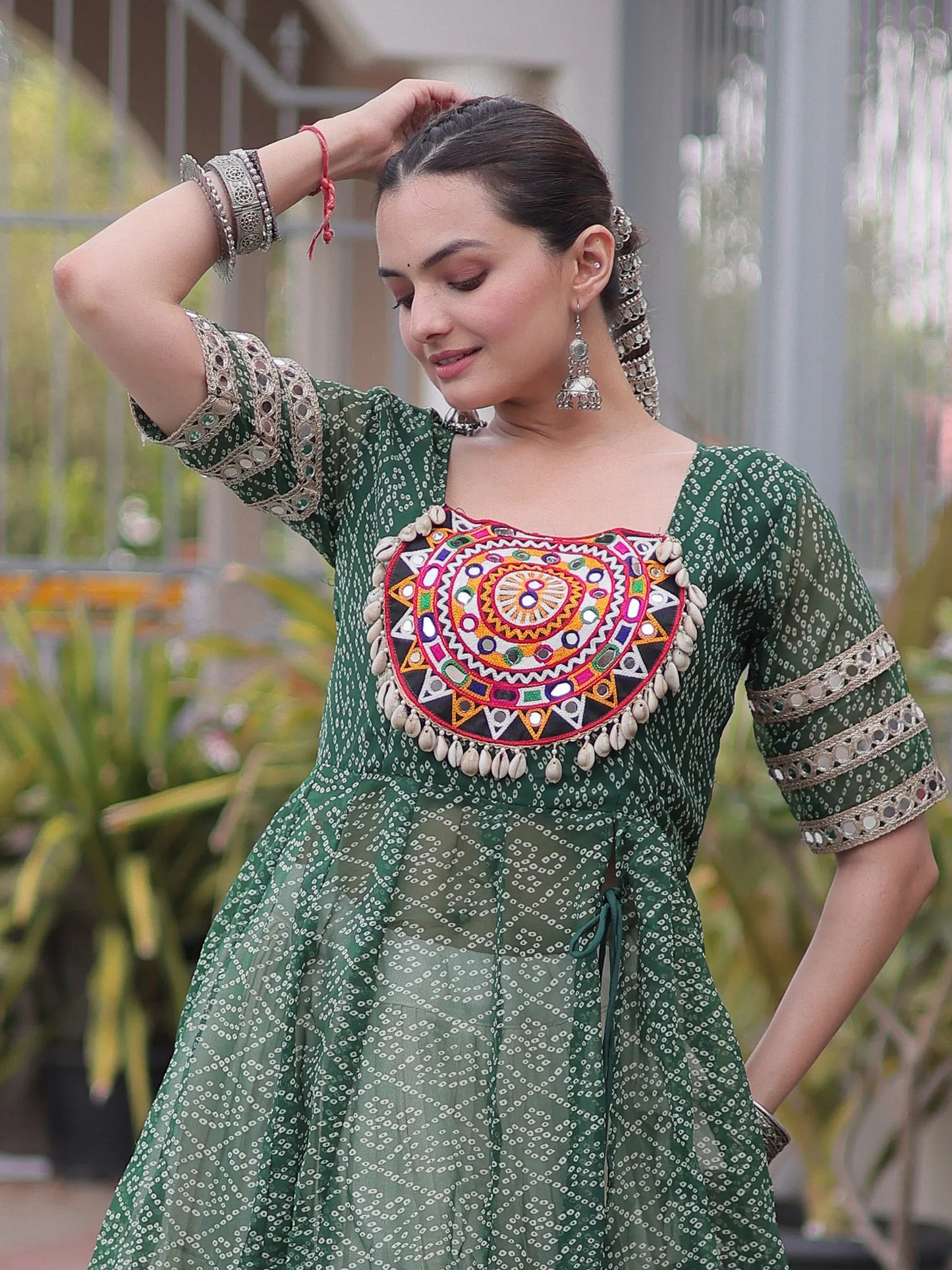 Bandhani Printed Navratri Wear Lehenga With Kurti