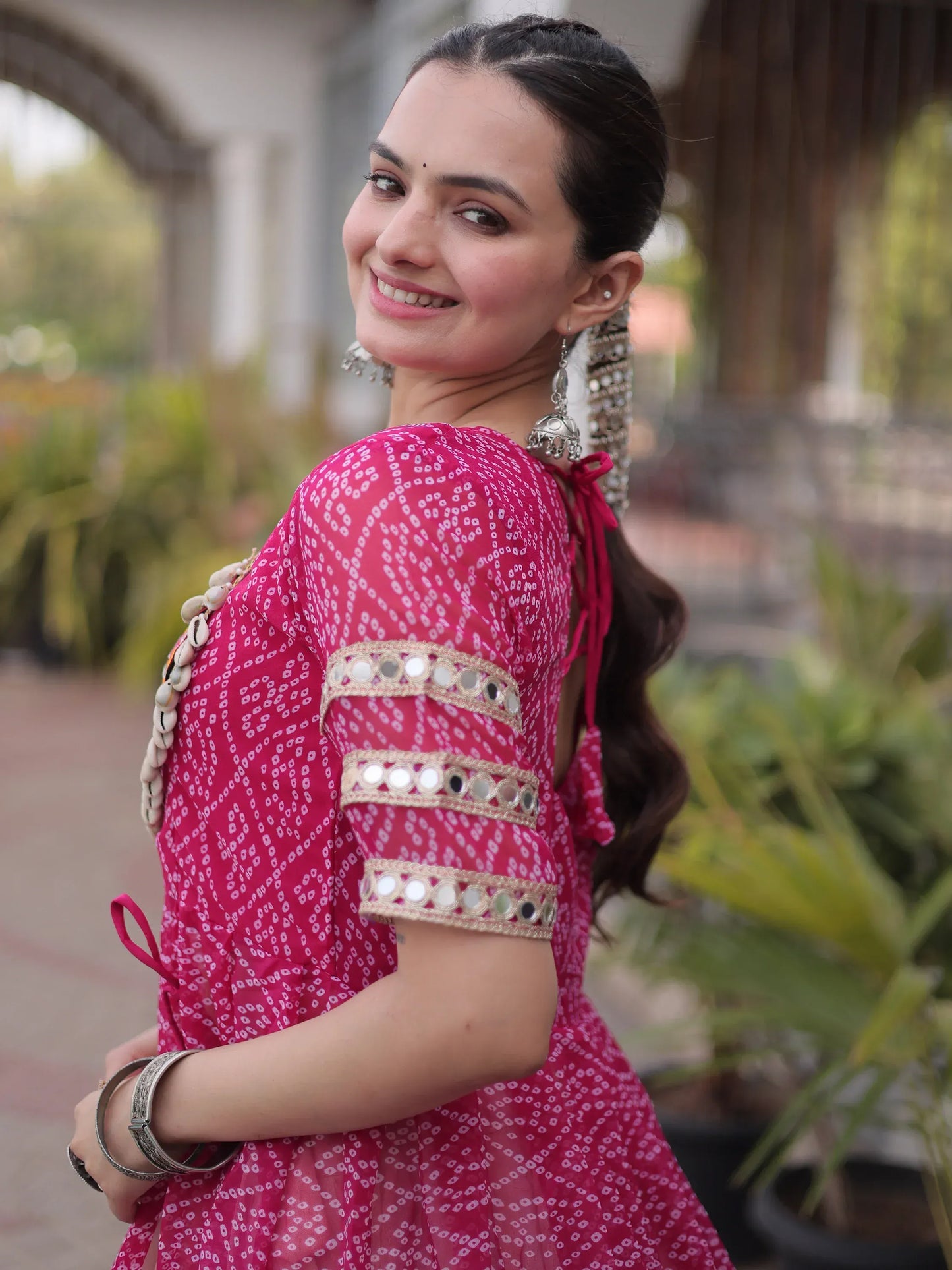 Bandhani Printed Navratri Wear Lehenga With Kurti