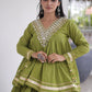 Green Gota-Laced Navratri Wear Lehenga With Peplum Top