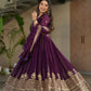 Intricate Georgette Sequins Embroidered Gown With Dupatta